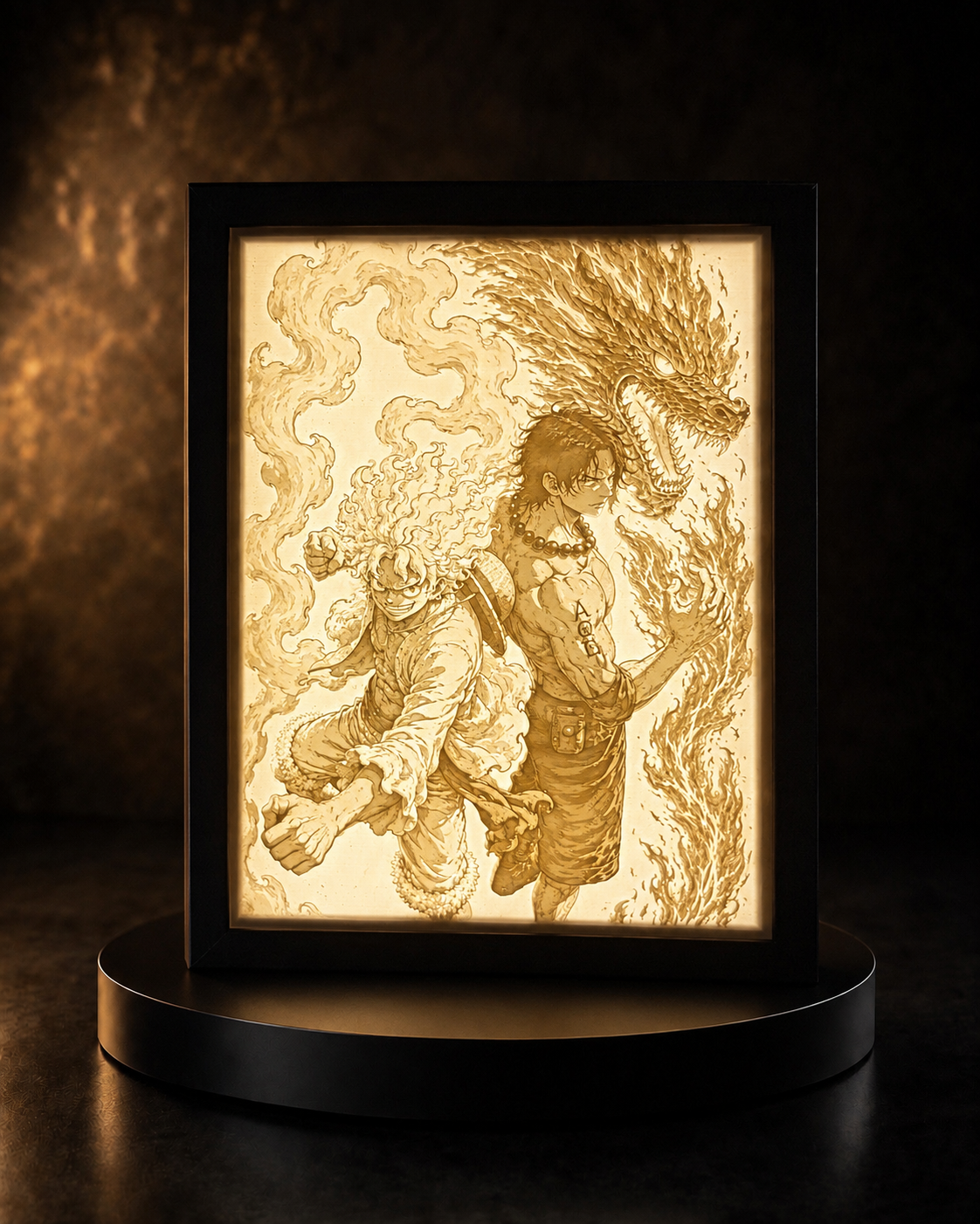 Lampada Litofania LED – Luffy & Ace | One Piece
